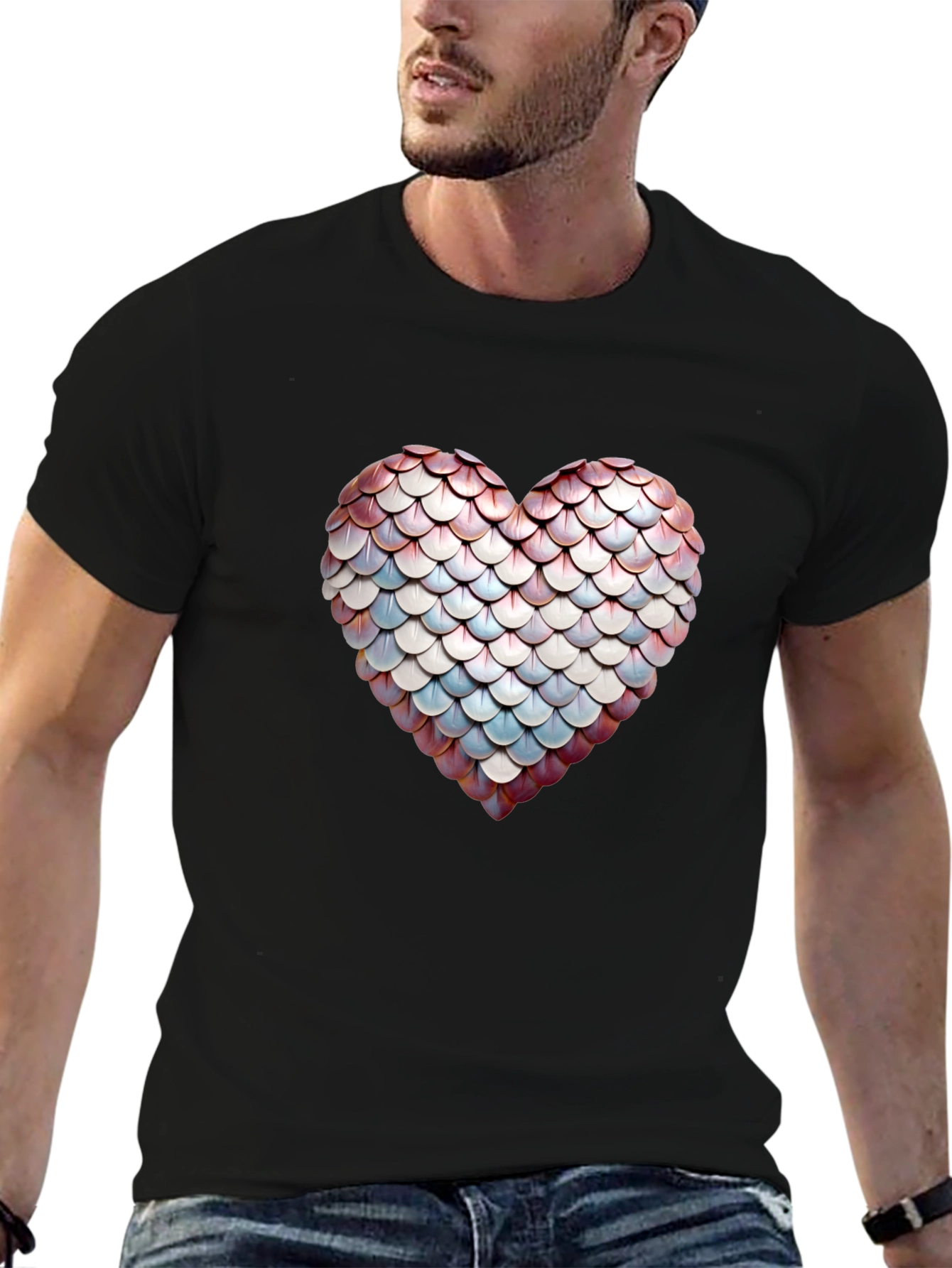 Scales Heart Graphic Tee - Stylish Black T-Shirt