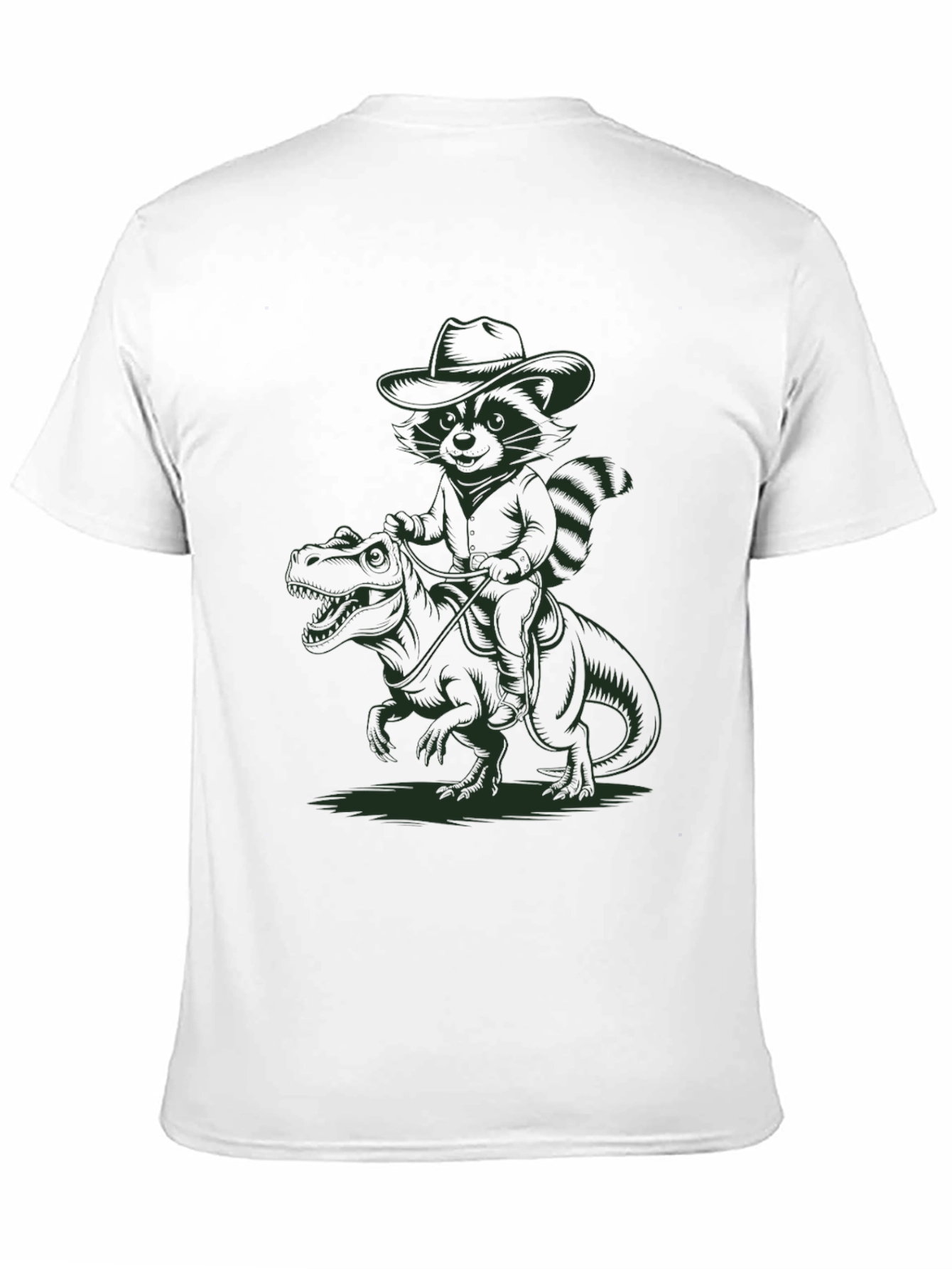 Cowboy Raccoon Riding a Dinosaur T-Shirt