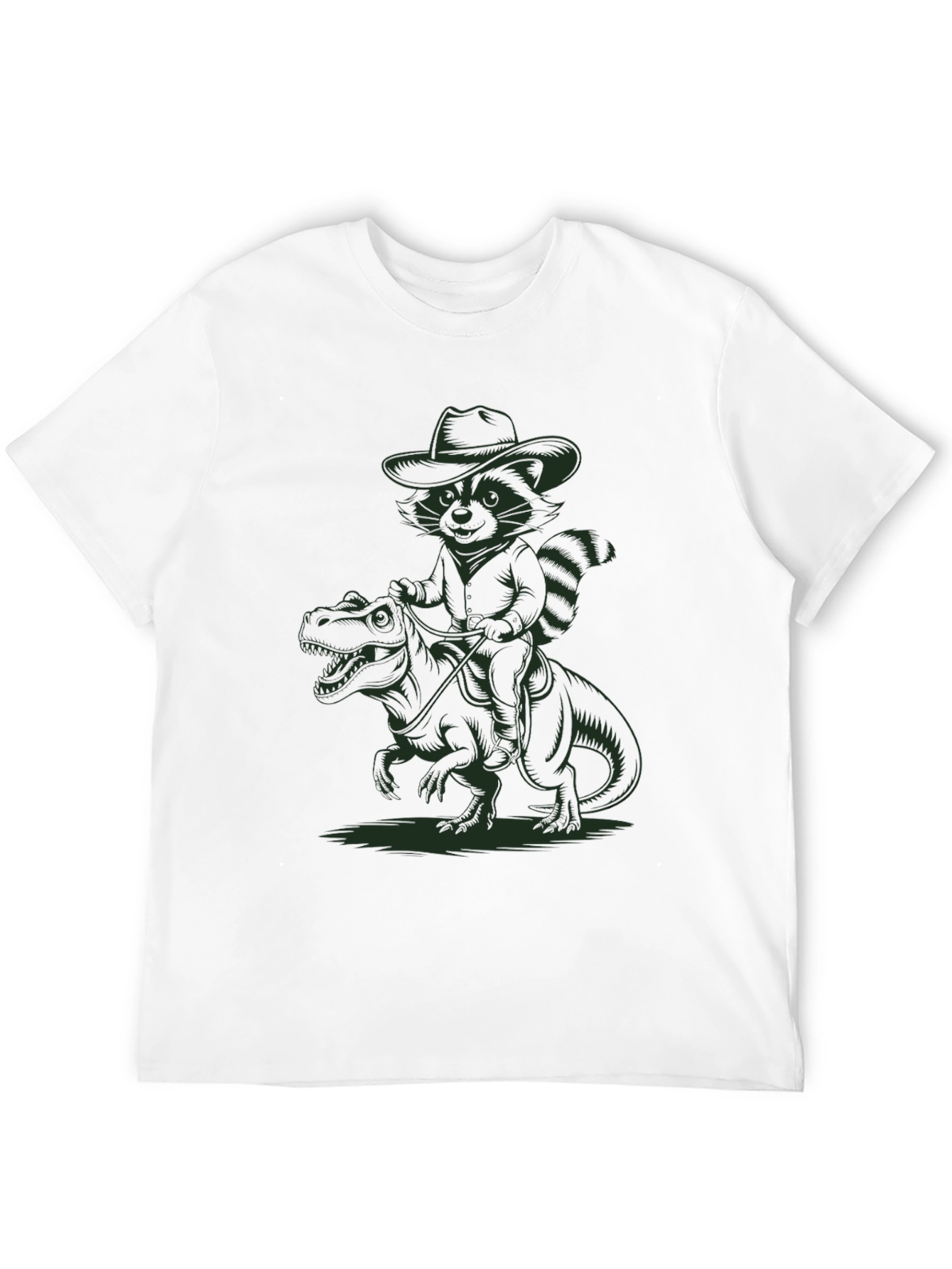 Cowboy Raccoon Riding a Dinosaur T-Shirt