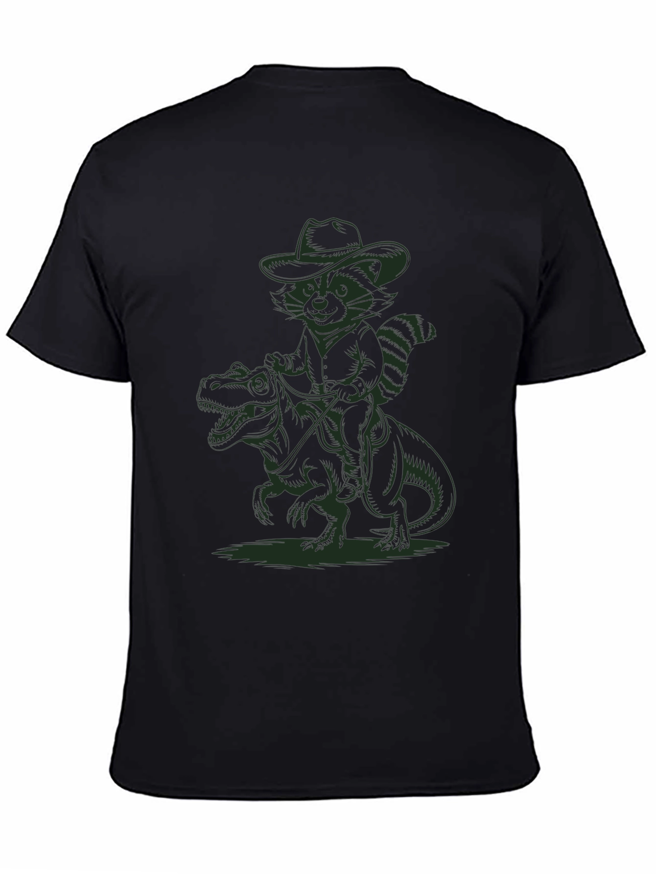 Cowboy Raccoon Riding a Dinosaur T-Shirt
