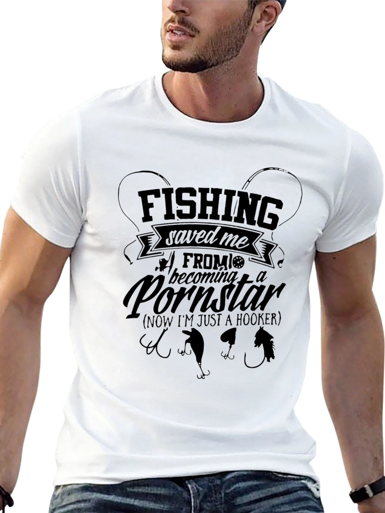 Fishing Saved Me Adult Humor Graphic Novelty T-Shirt