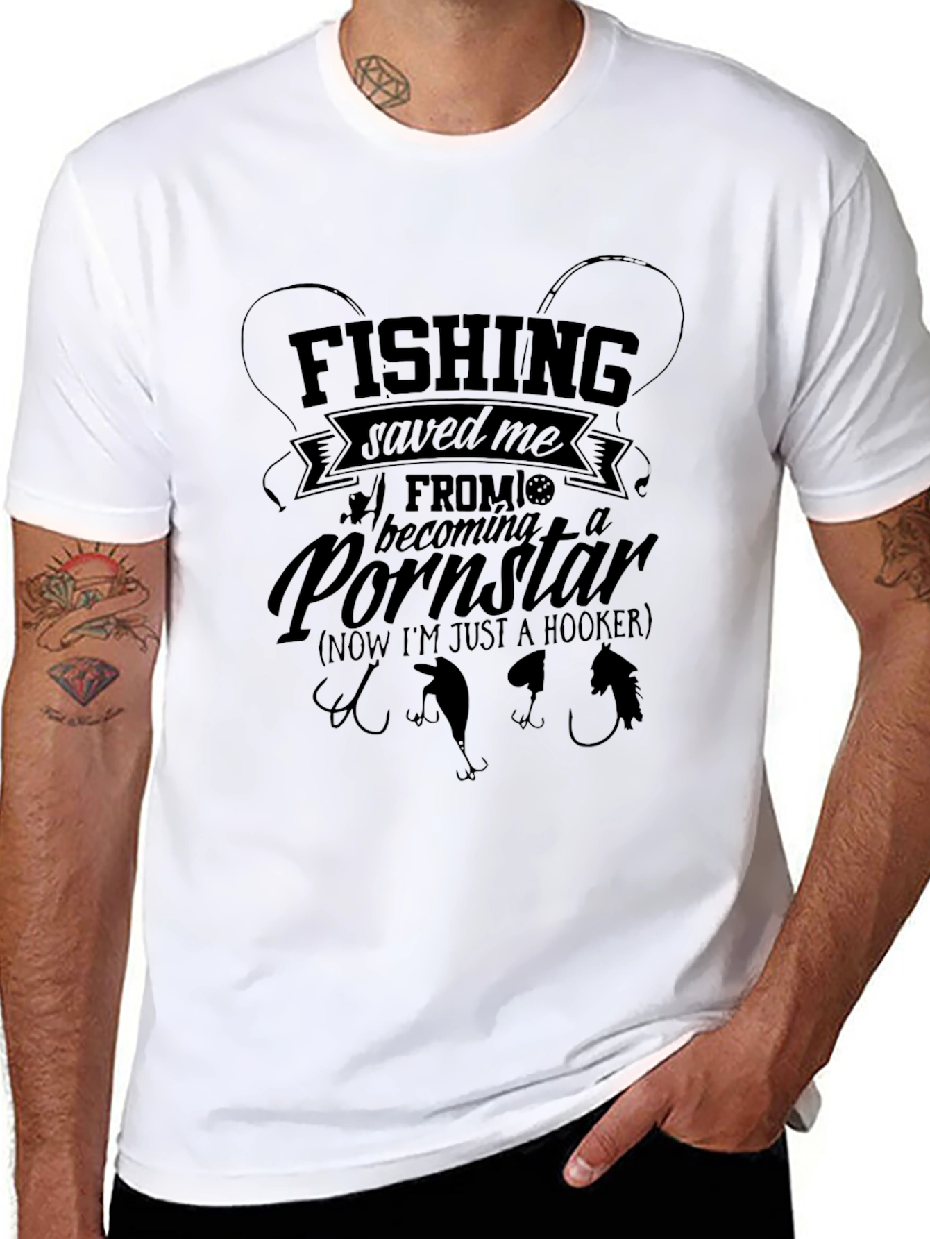 Fishing Saved Me Adult Humor Graphic Novelty T-Shirt