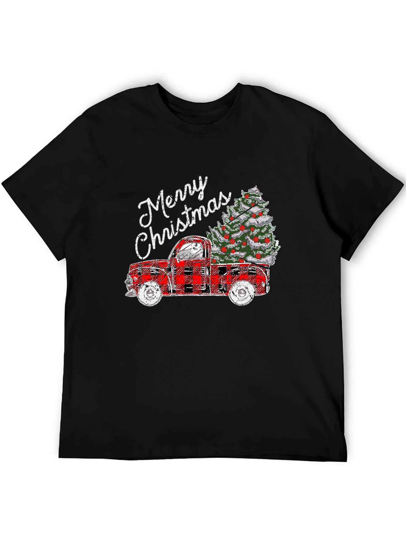 Merry Christmas Truck Tee - Holiday Graphic T-Shirt