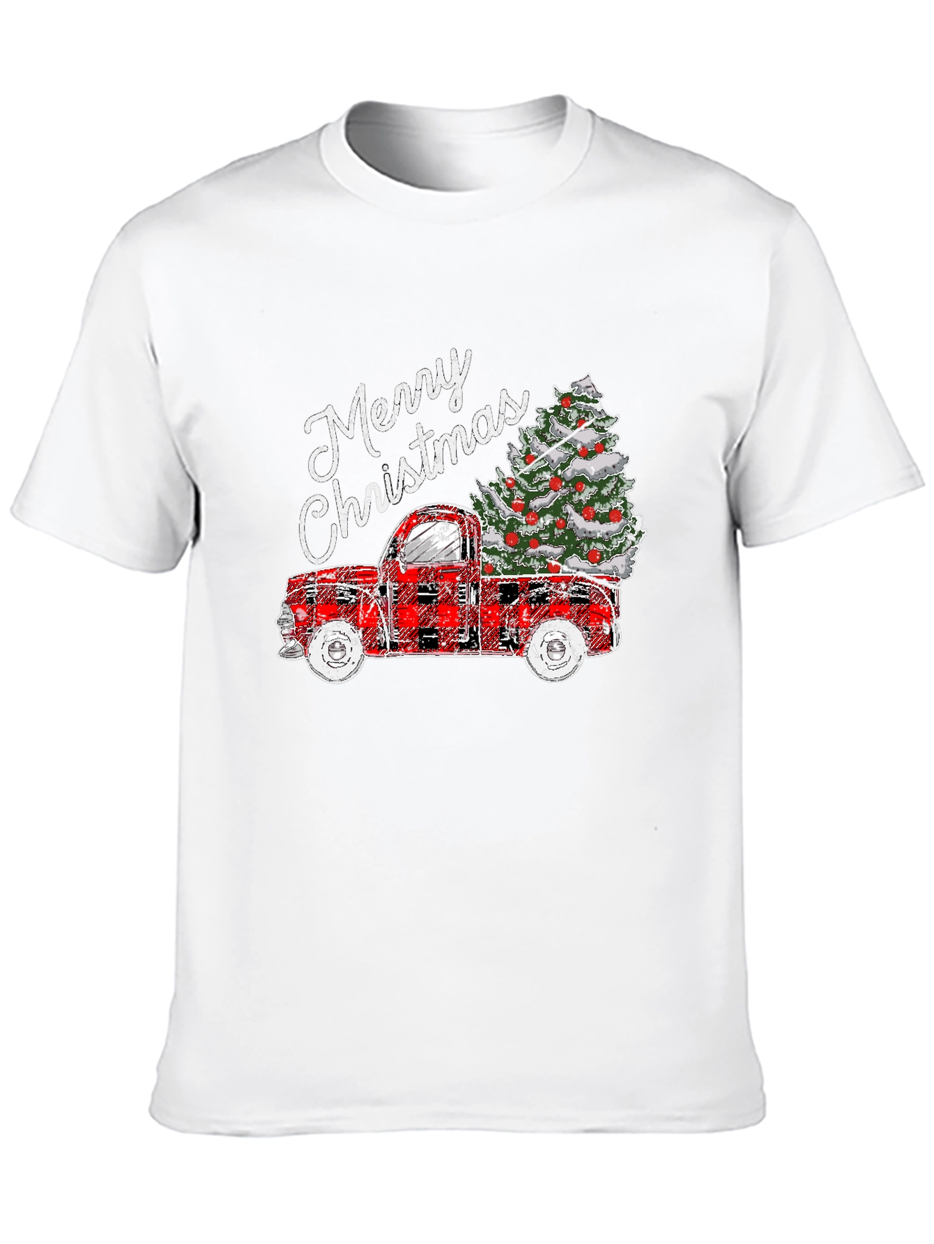 Merry Christmas Truck Tee - Holiday Graphic T-Shirt