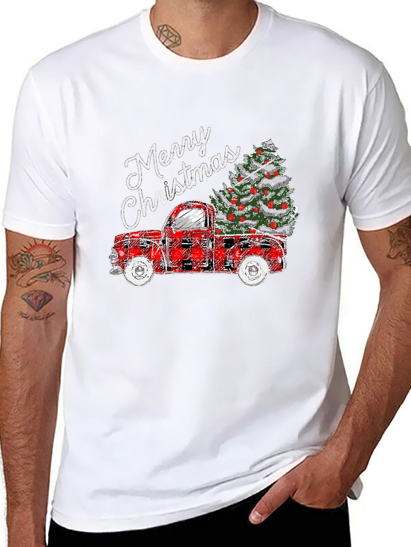 Merry Christmas Truck Tee - Holiday Graphic T-Shirt
