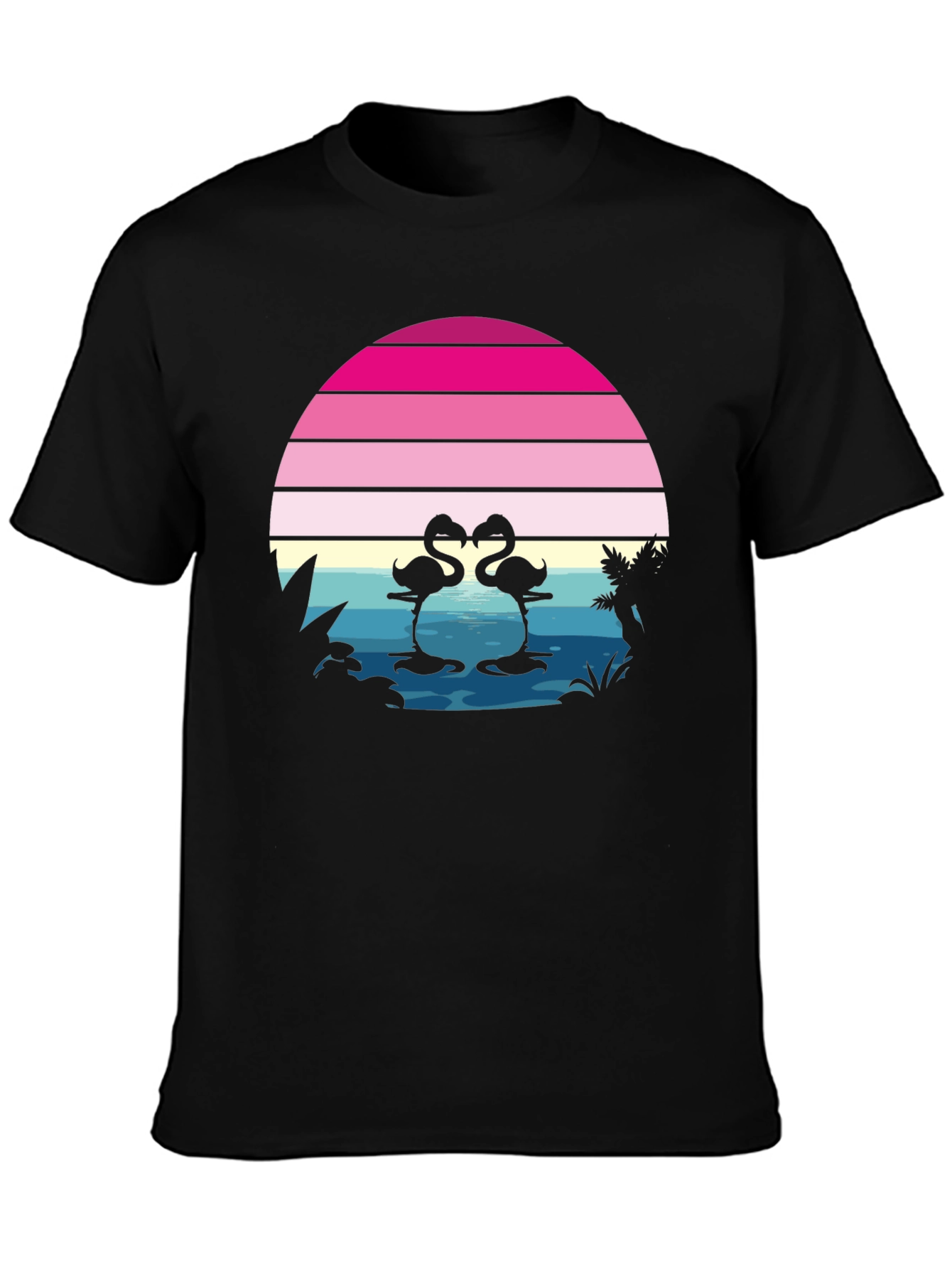 Retro Flamingo Sunset T-Shirt - Tropical Summer Vibes