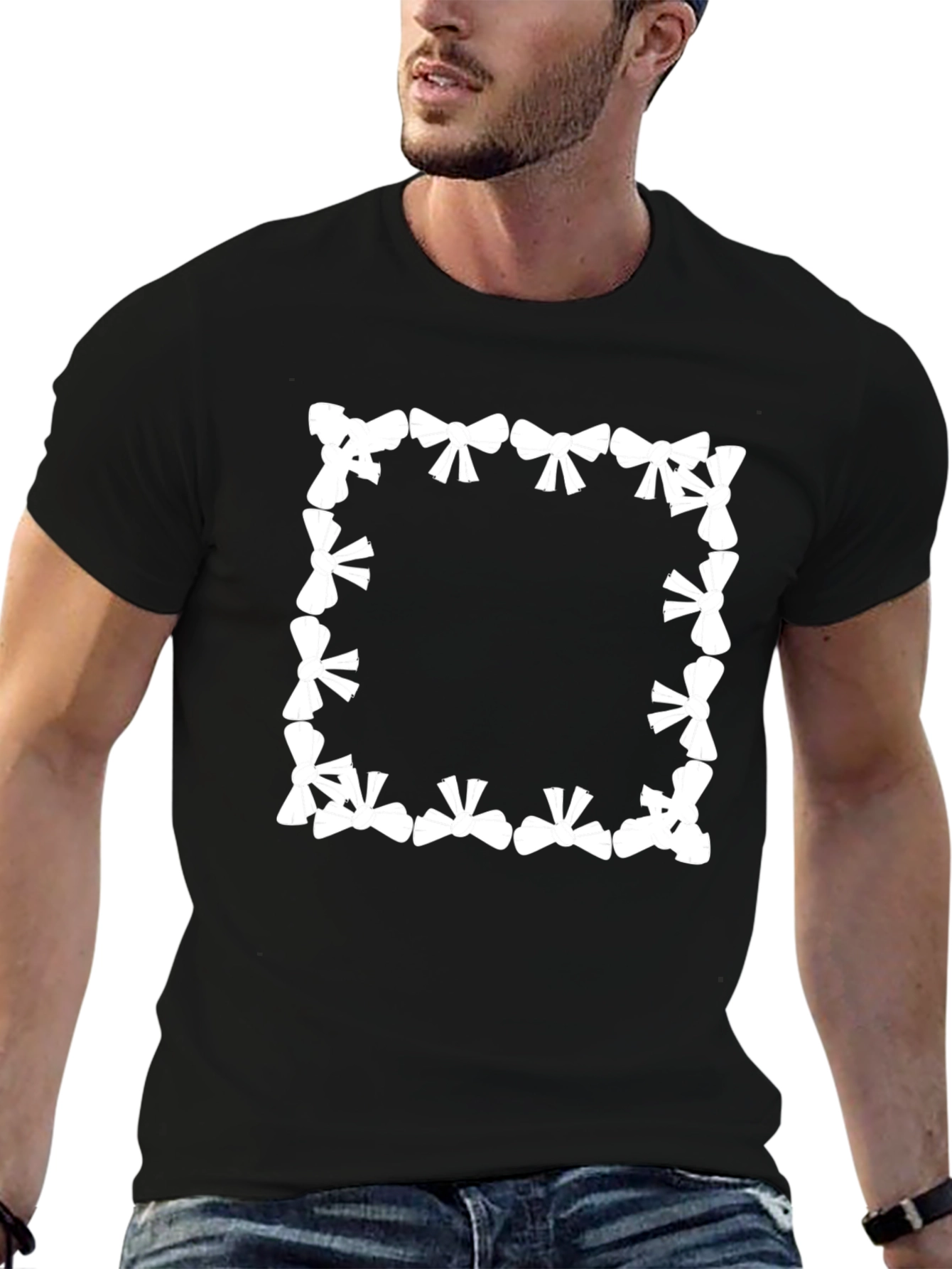 Bow Square Tee - Stylish Graphic Print T-Shirt