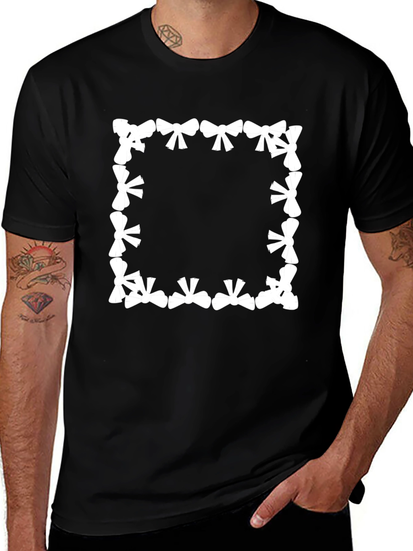Bow Square Tee - Stylish Graphic Print T-Shirt