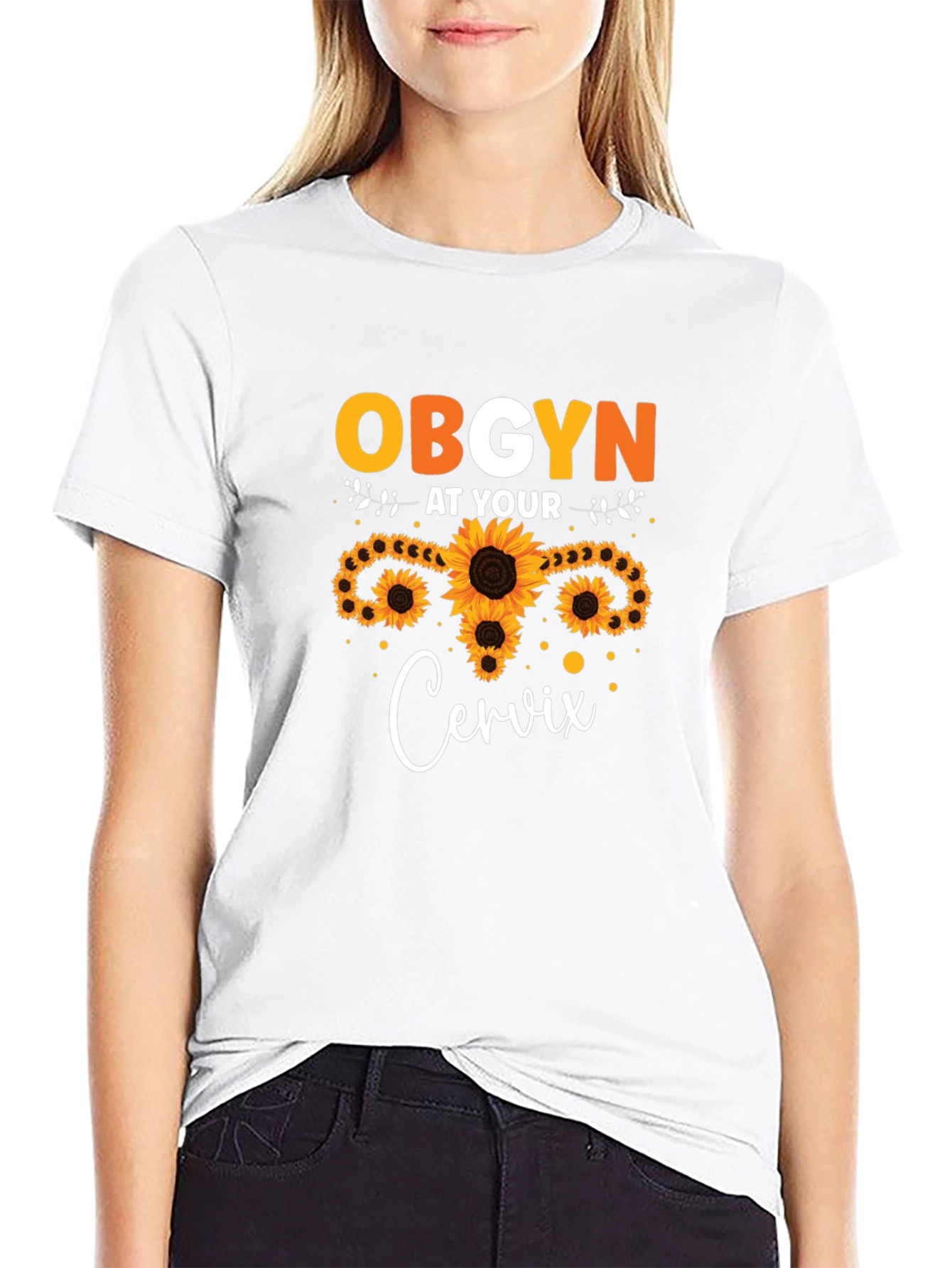 OBGYN at Your Cervix Sunflower Graphic T-Shirt