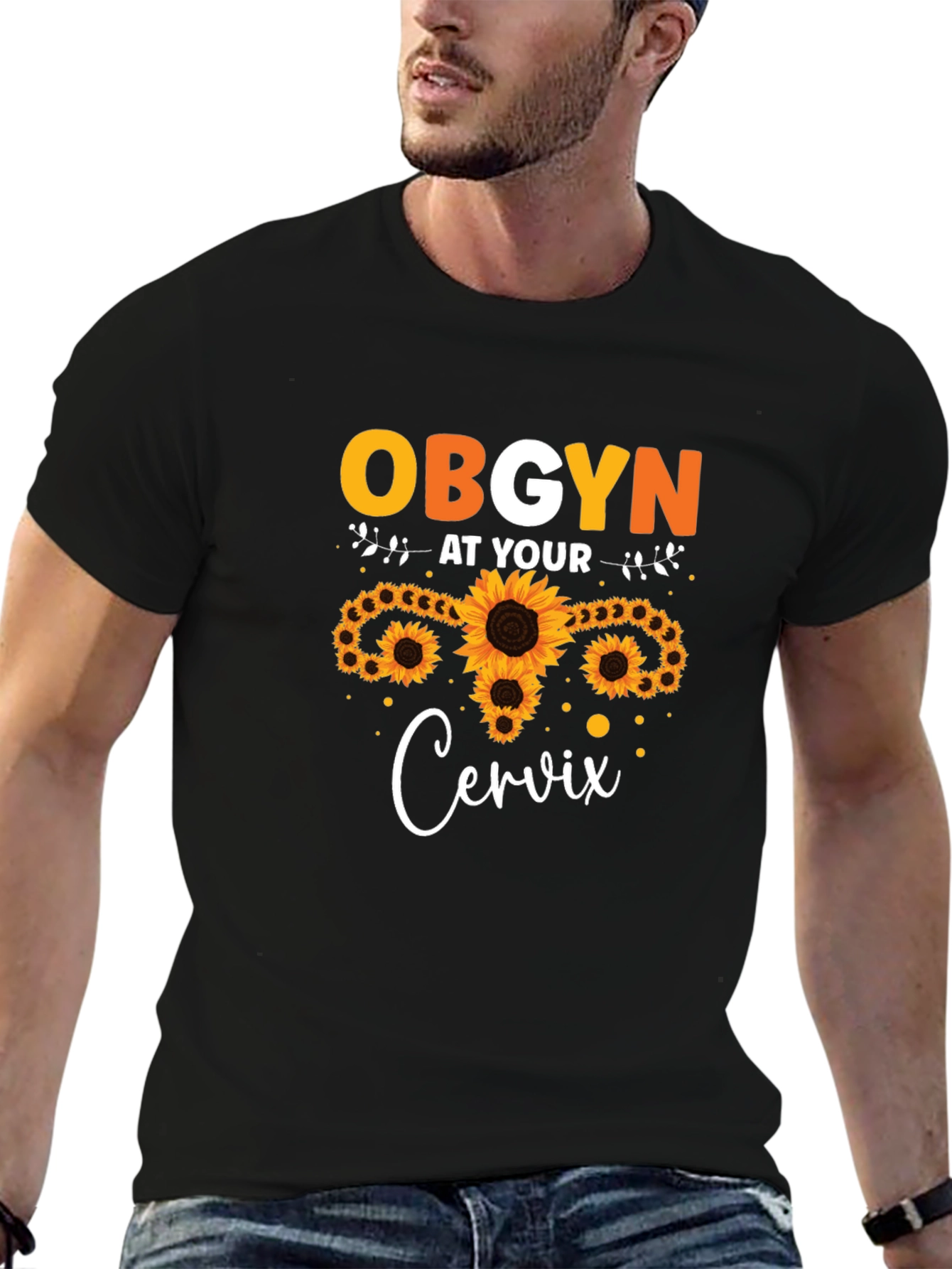 OBGYN at Your Cervix Sunflower Graphic T-Shirt