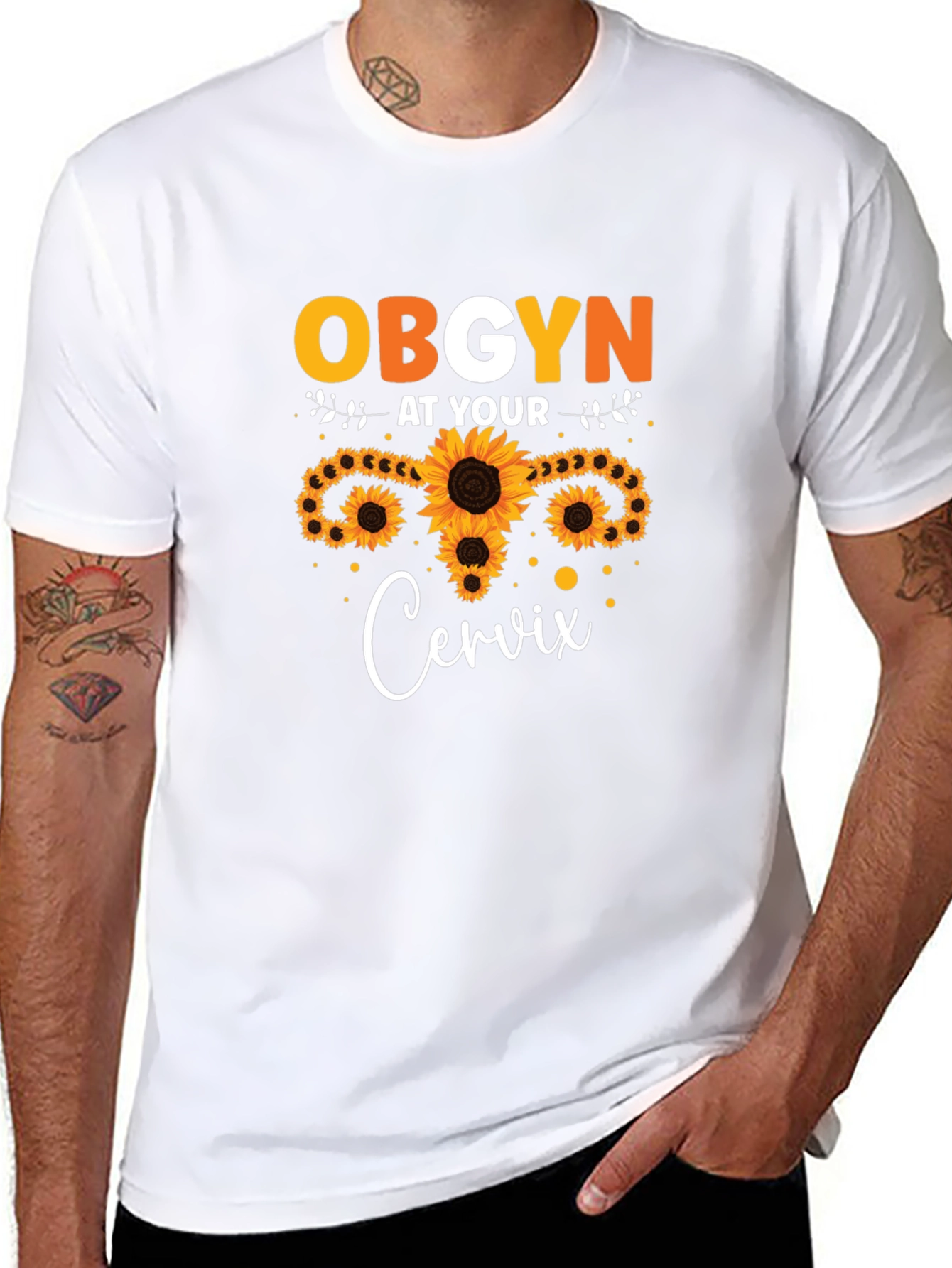 OBGYN at Your Cervix Sunflower Graphic T-Shirt