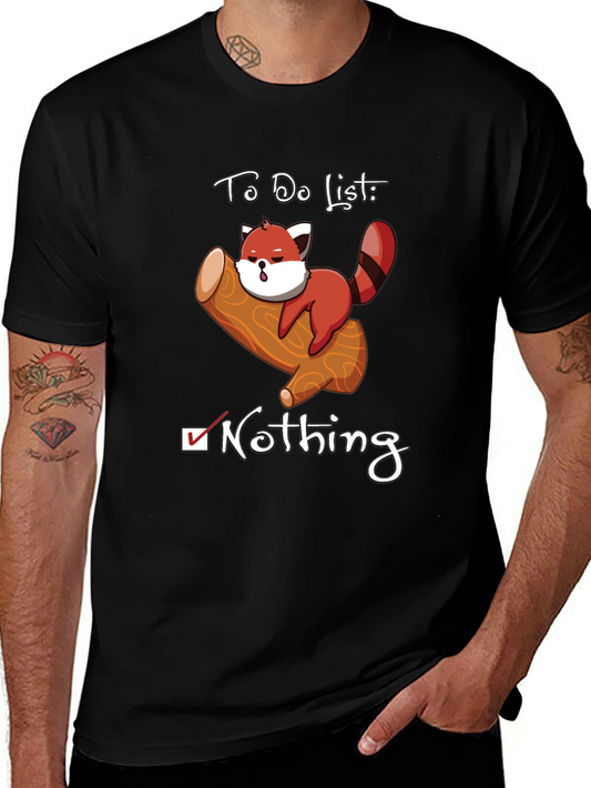 Lazy Red Panda To-Do List Nothing Black T-Shirt