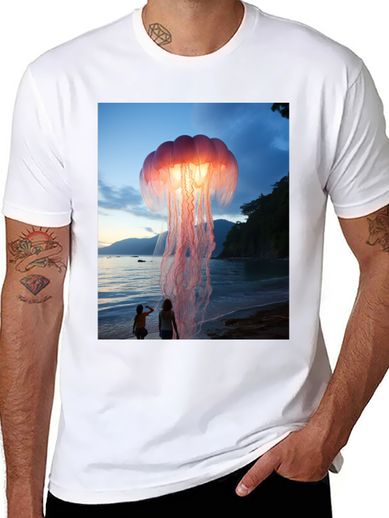 Jellyfish Beach Graphic Tee - Soft Cotton Blend