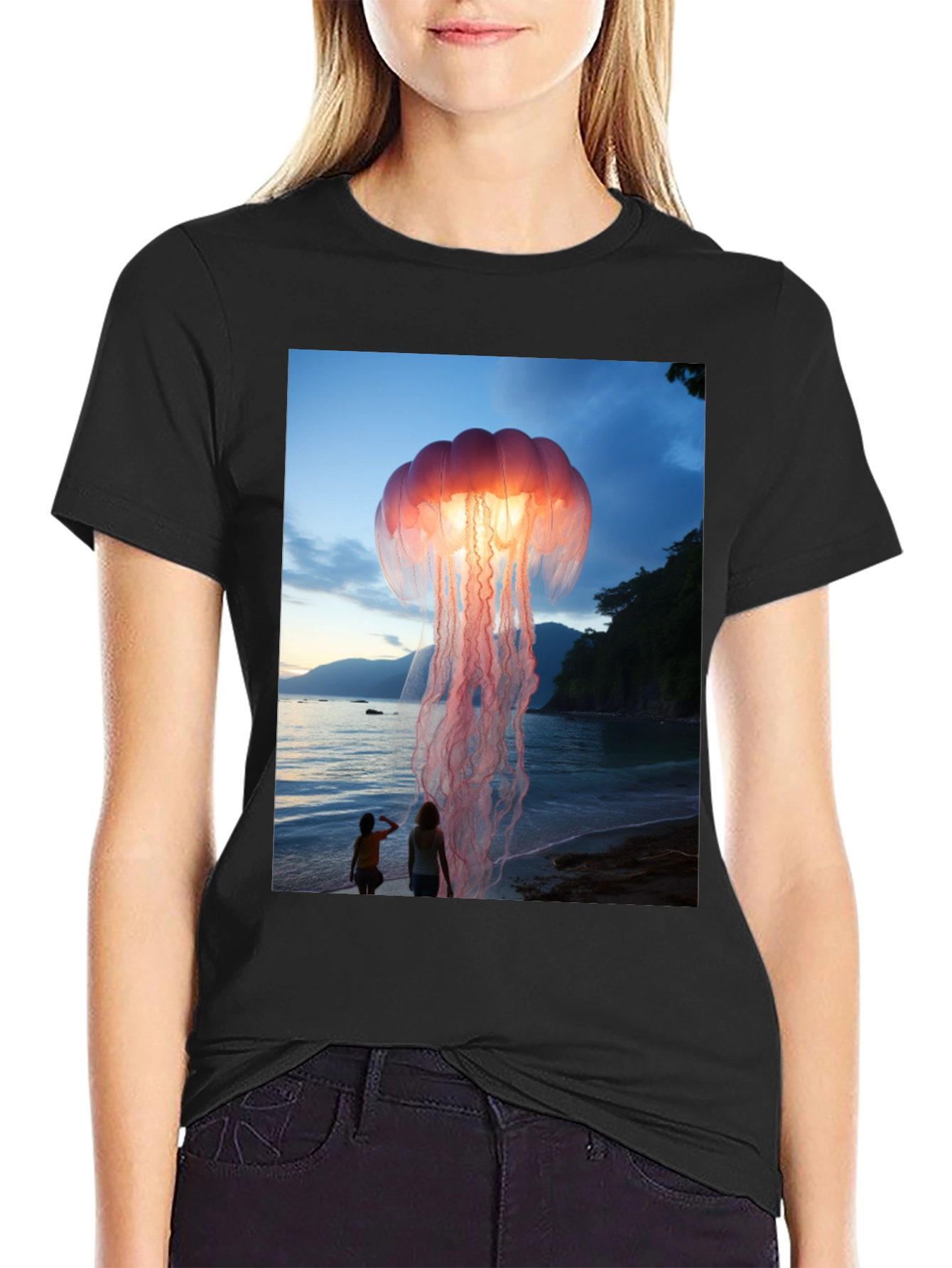 Jellyfish Beach Graphic Tee - Soft Cotton Blend