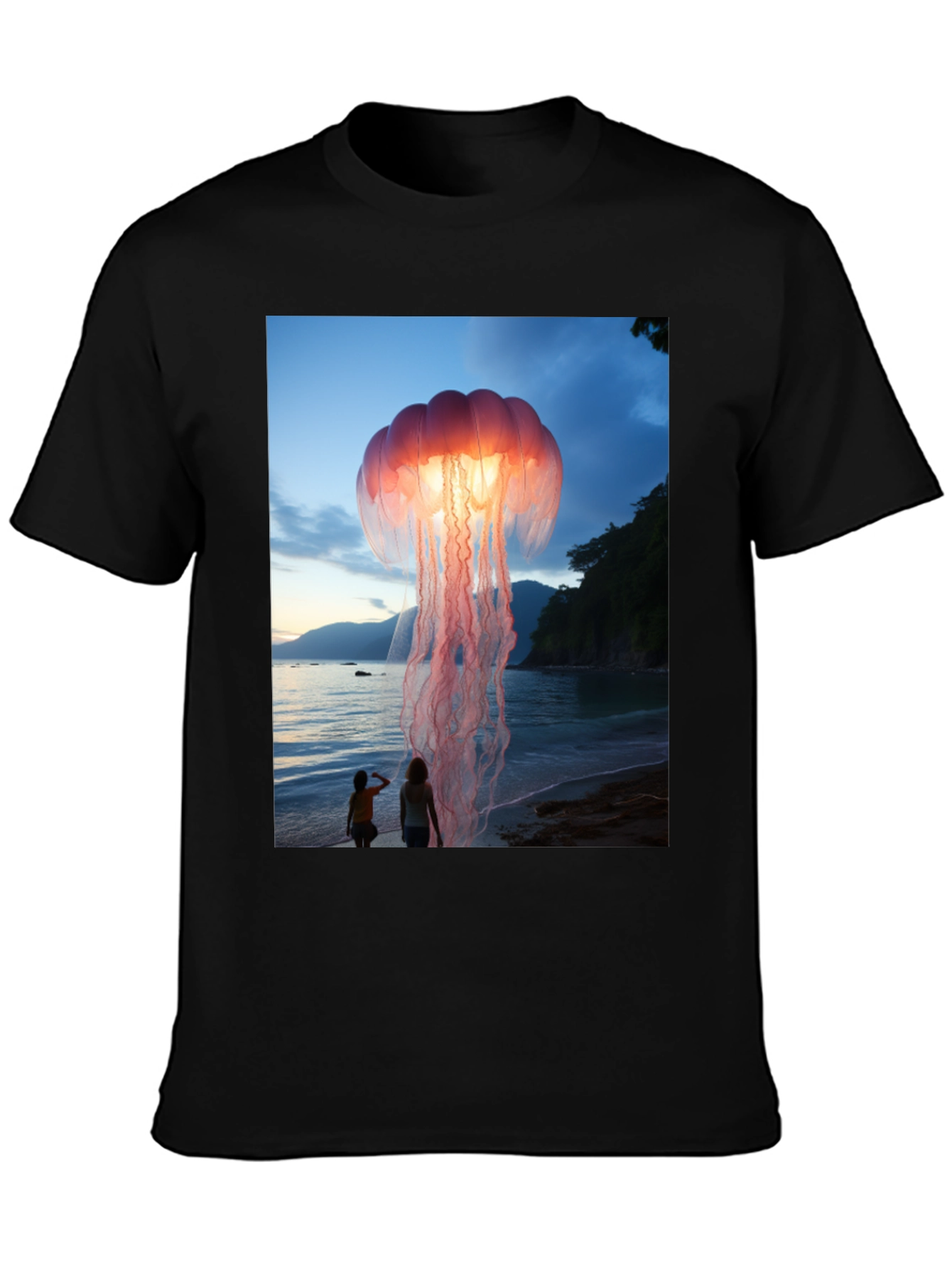 Jellyfish Beach Graphic Tee - Soft Cotton Blend