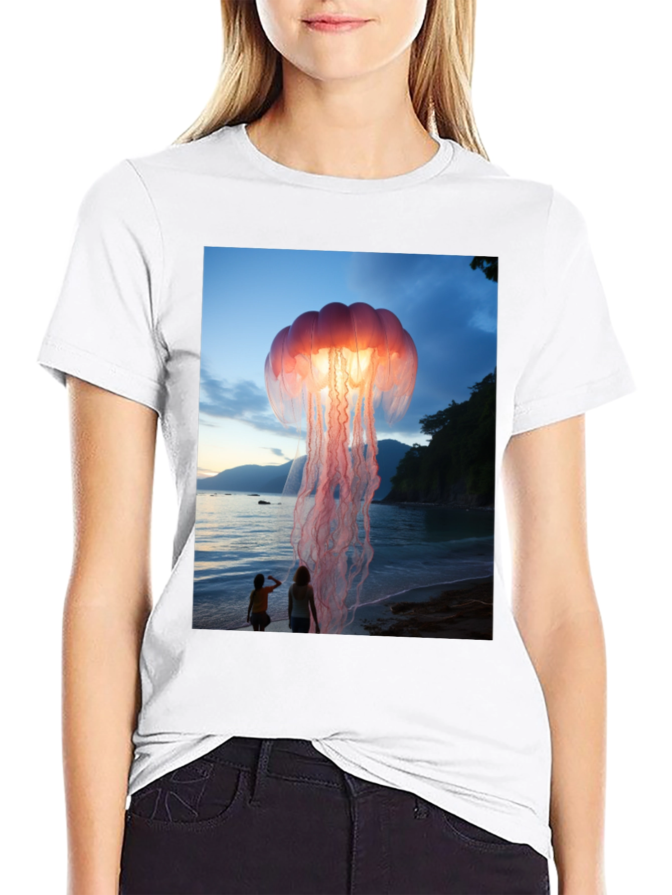 Jellyfish Beach Graphic Tee - Soft Cotton Blend