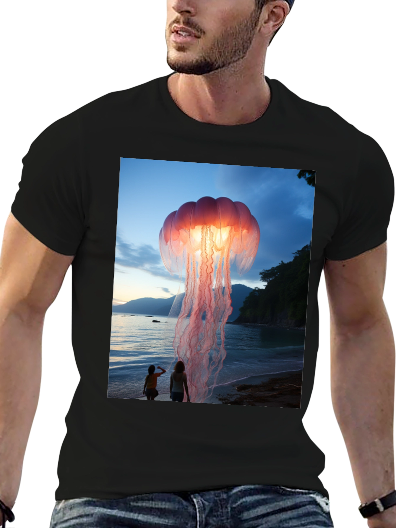 Jellyfish Beach Graphic Tee - Soft Cotton Blend