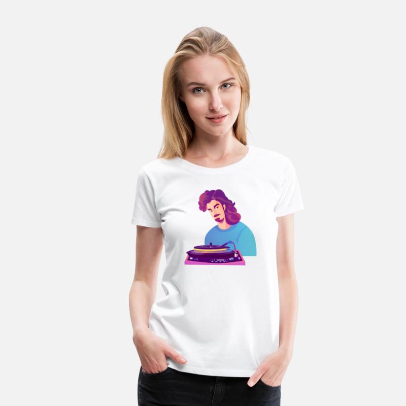 Male DJ With Long Hair, Vinyl Record Player