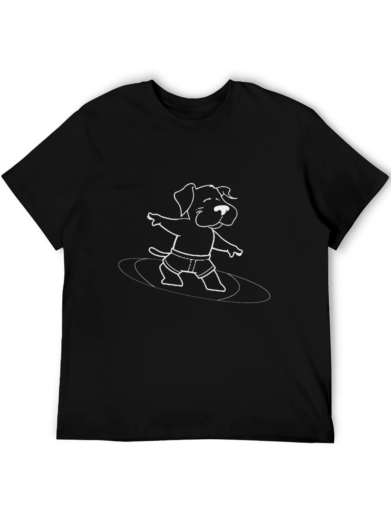 Cool Dog Surfing Graphic Tee - Black