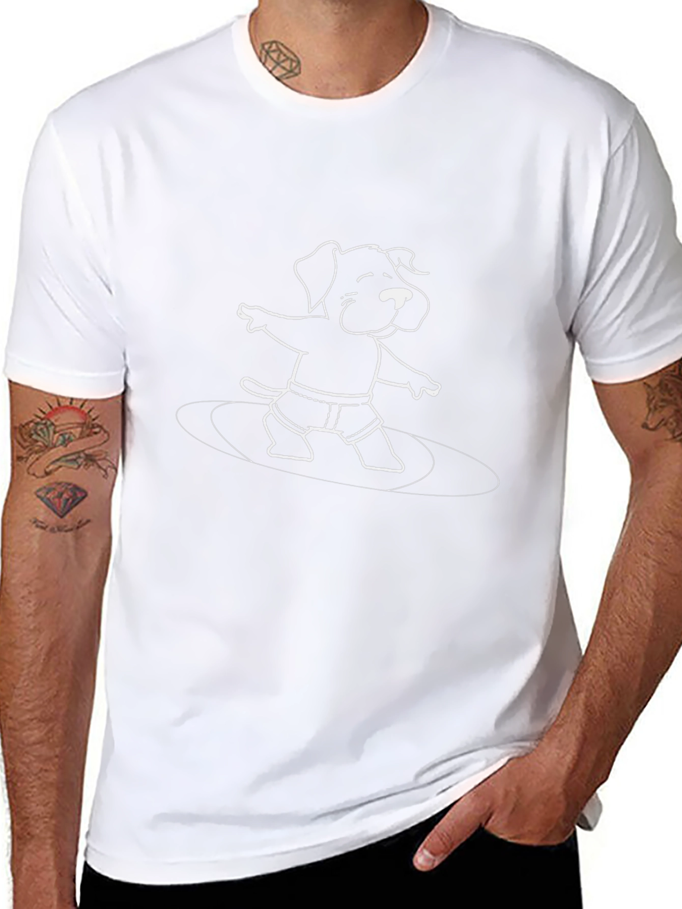 Cool Dog Surfing Graphic Tee - Black