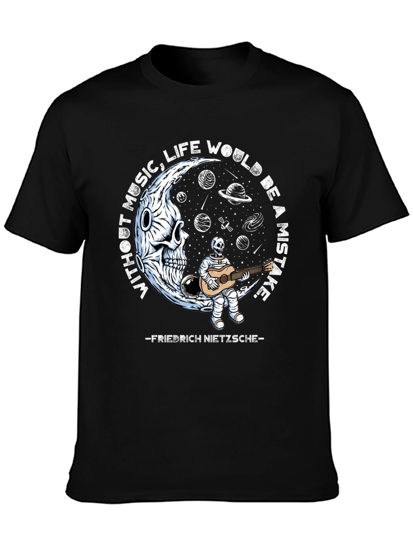 Skull Guitarist Graphic Tee - Music Quote Shirt