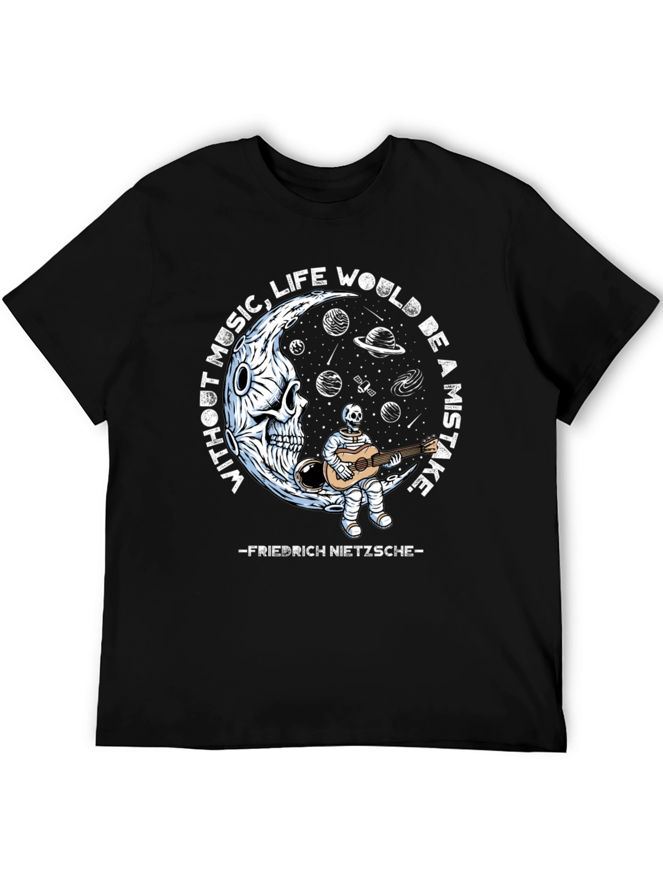 Skull Guitarist Graphic Tee - Music Quote Shirt