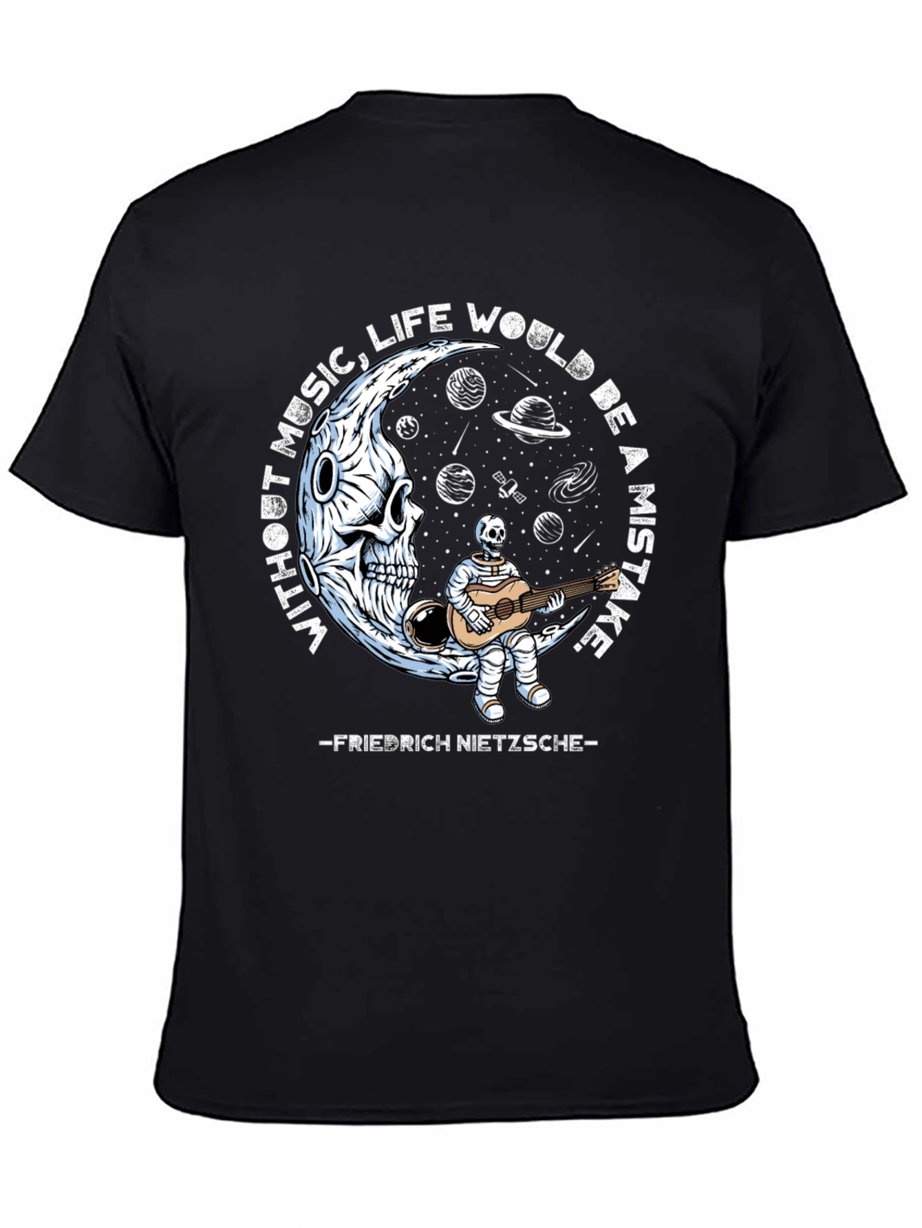 Skull Guitarist Graphic Tee - Music Quote Shirt