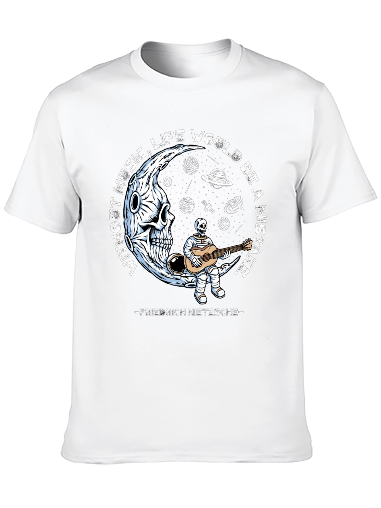 Skull Guitarist Graphic Tee - Music Quote Shirt