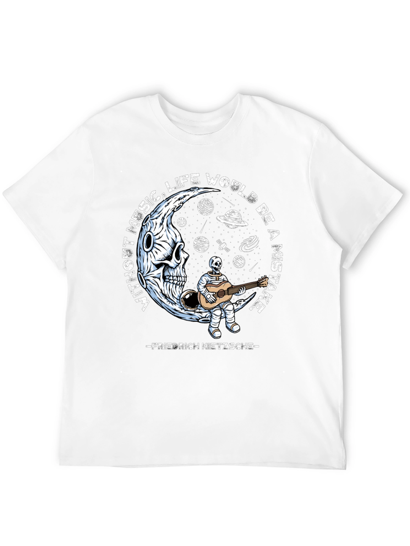 Skull Guitarist Graphic Tee - Music Quote Shirt