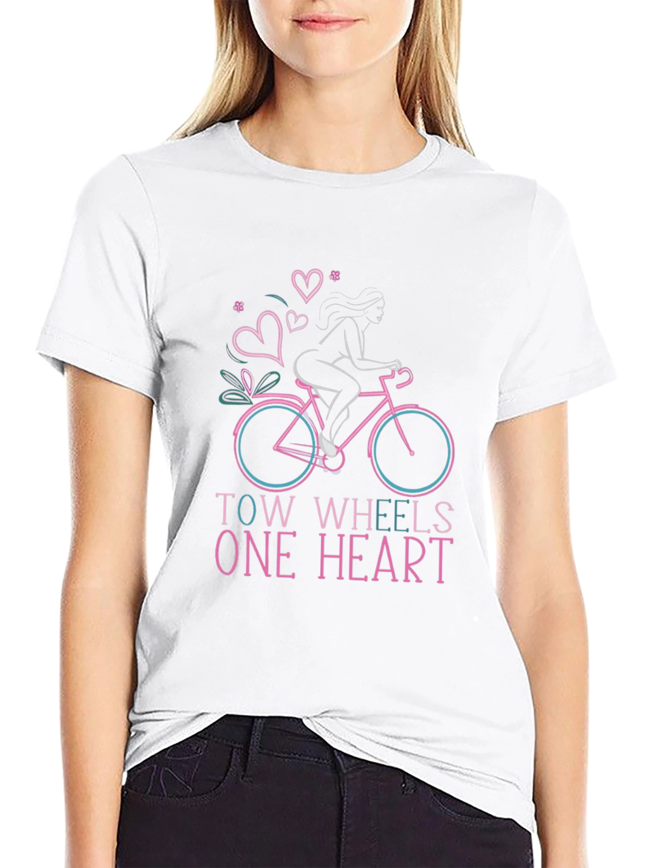 Two Wheels One Heart Graphic T-Shirt