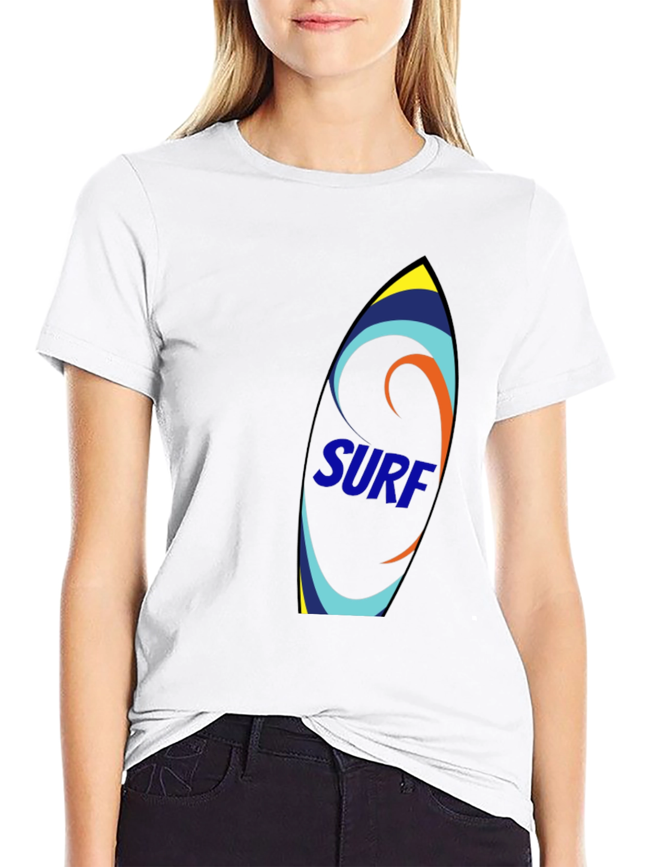 Surfboard Graphic Tee - Black Cotton T-Shirt