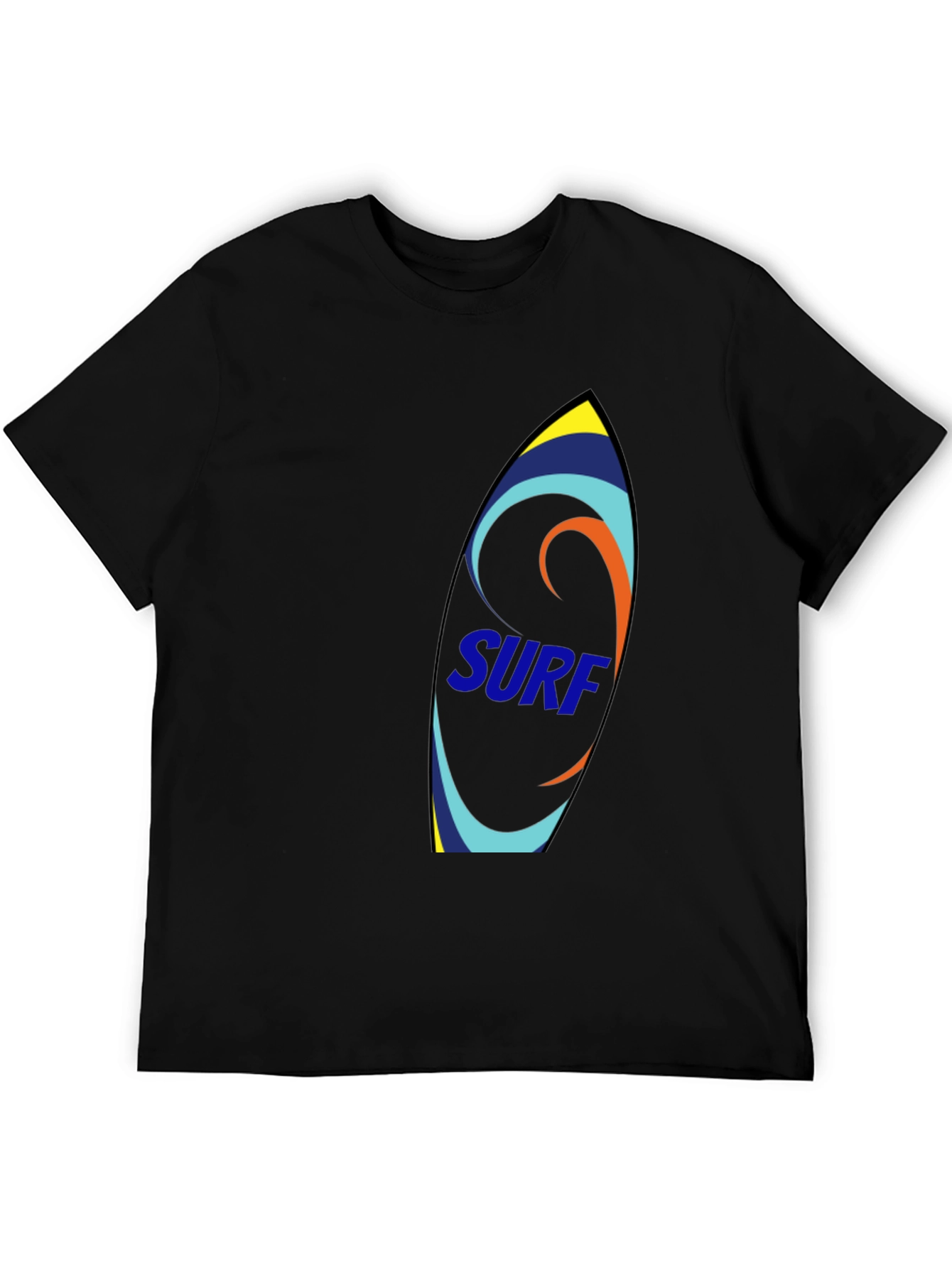 Surfboard Graphic Tee - Black Cotton T-Shirt