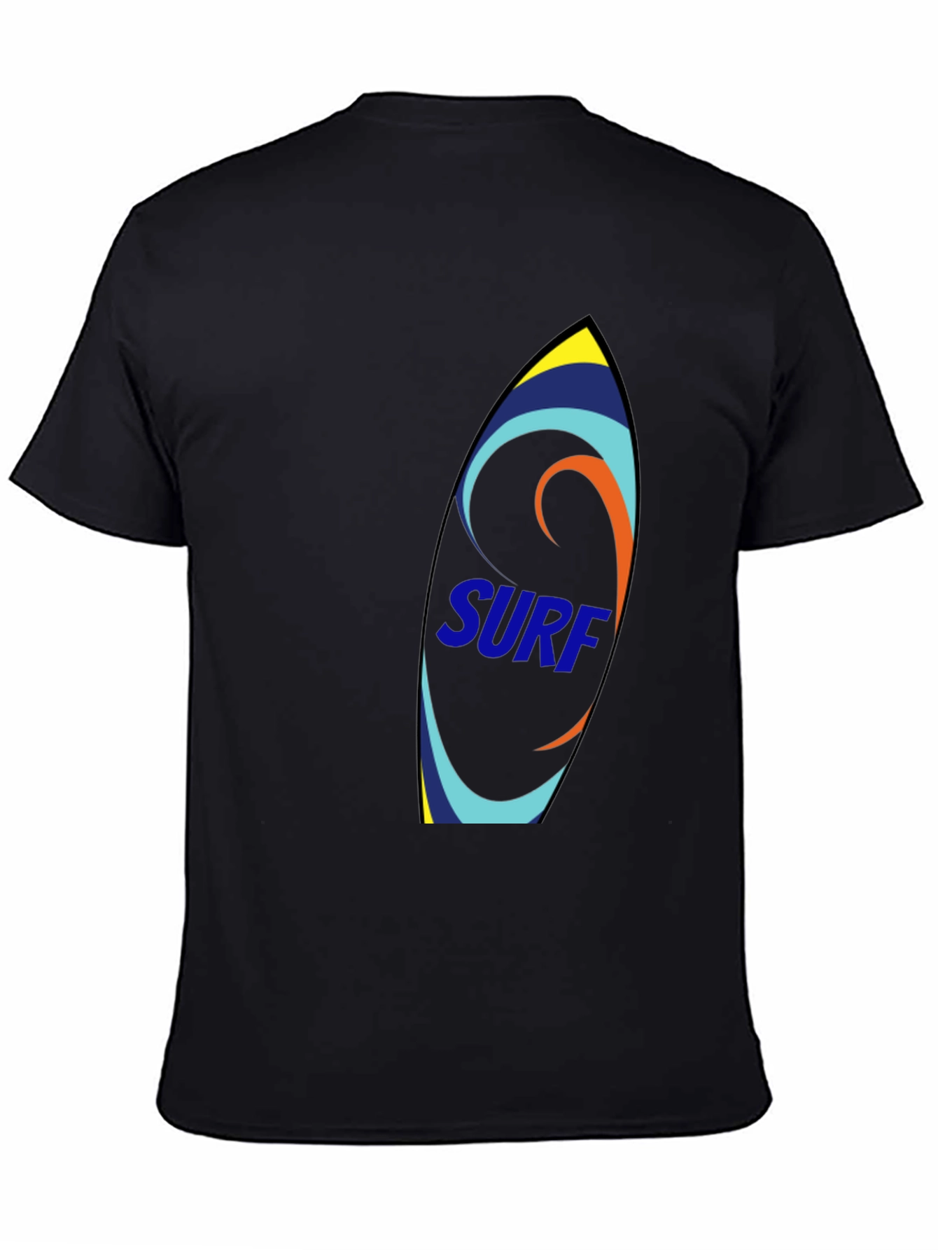 Surfboard Graphic Tee - Black Cotton T-Shirt
