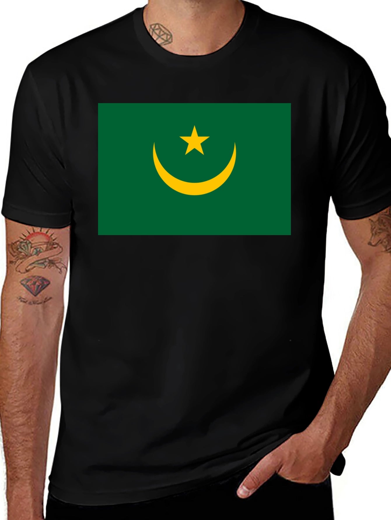 Mauritania Flag Graphic T-Shirt - Black