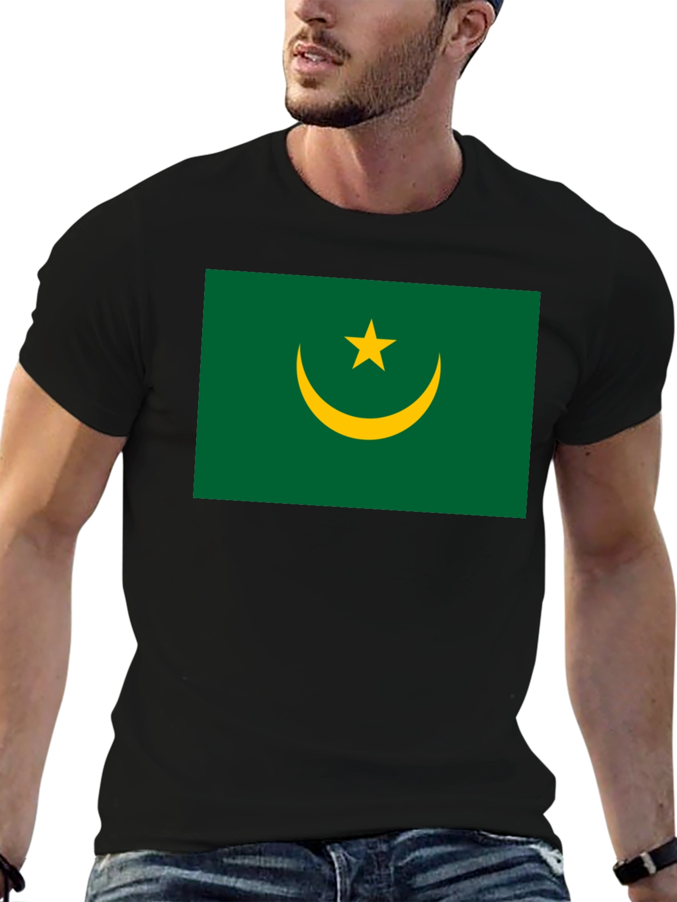 Mauritania Flag Graphic T-Shirt - Black
