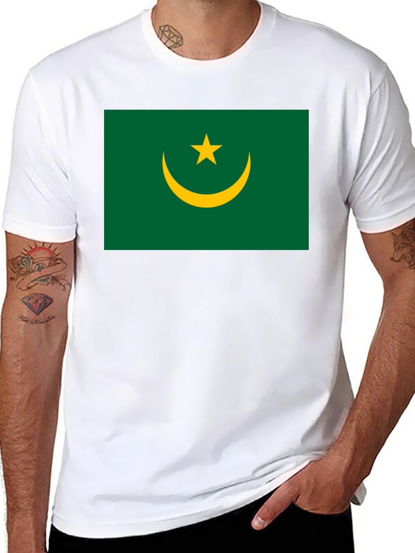 Mauritania Flag Graphic T-Shirt - Black