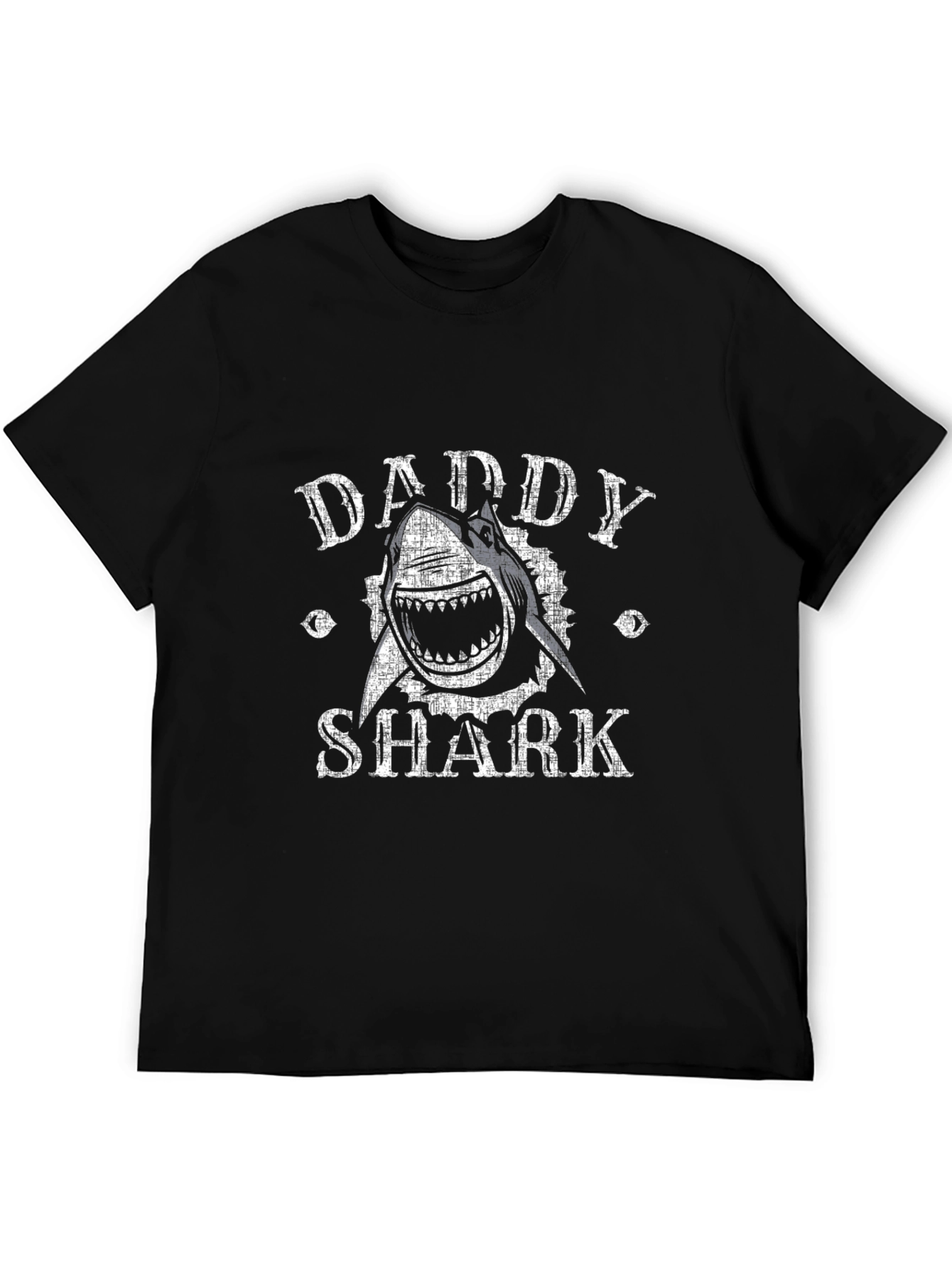 Daddy Shark Graphic Print Black T-Shirt