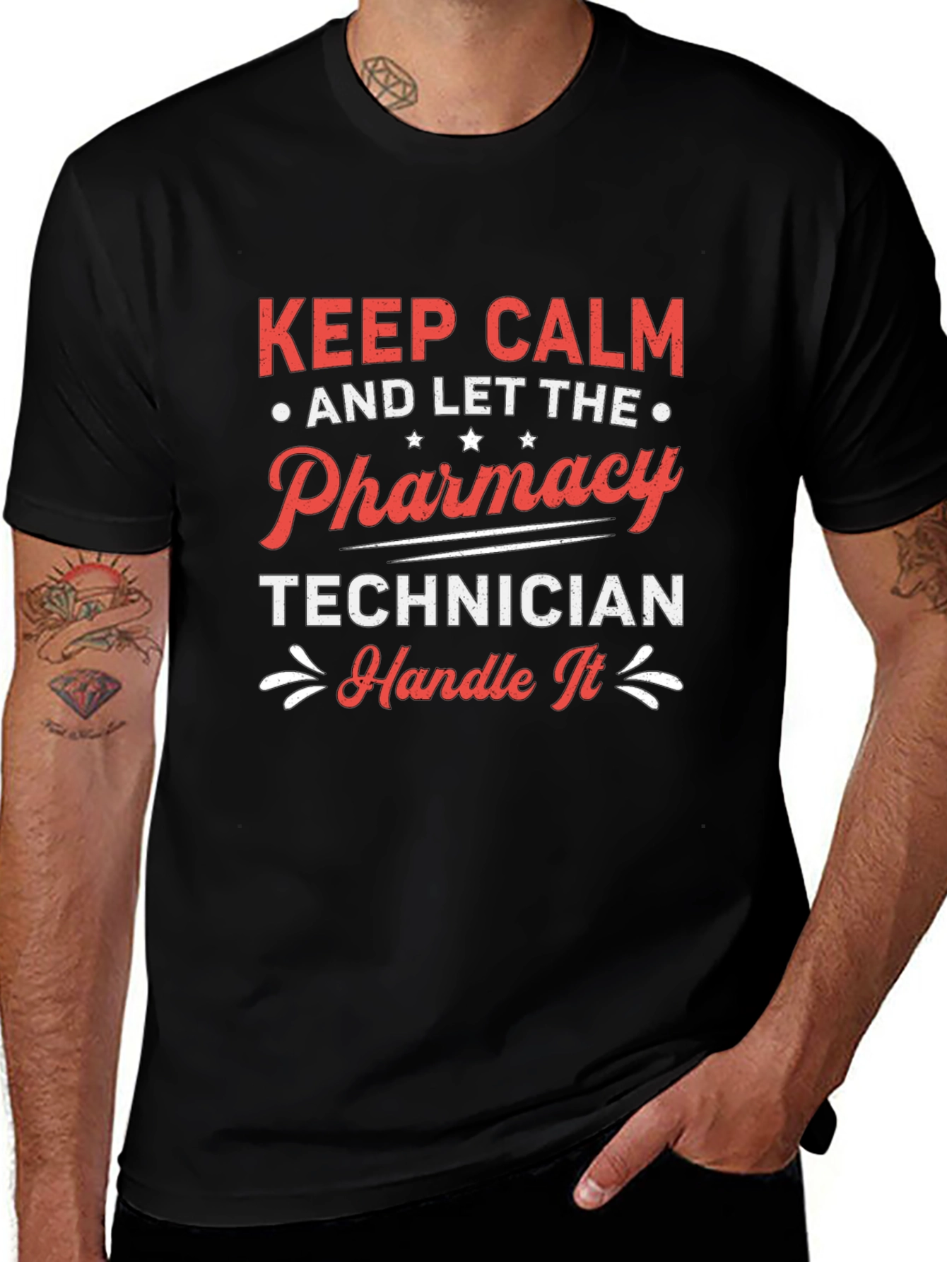 Keep Calm Pharmacy Technician Black T-Shirt