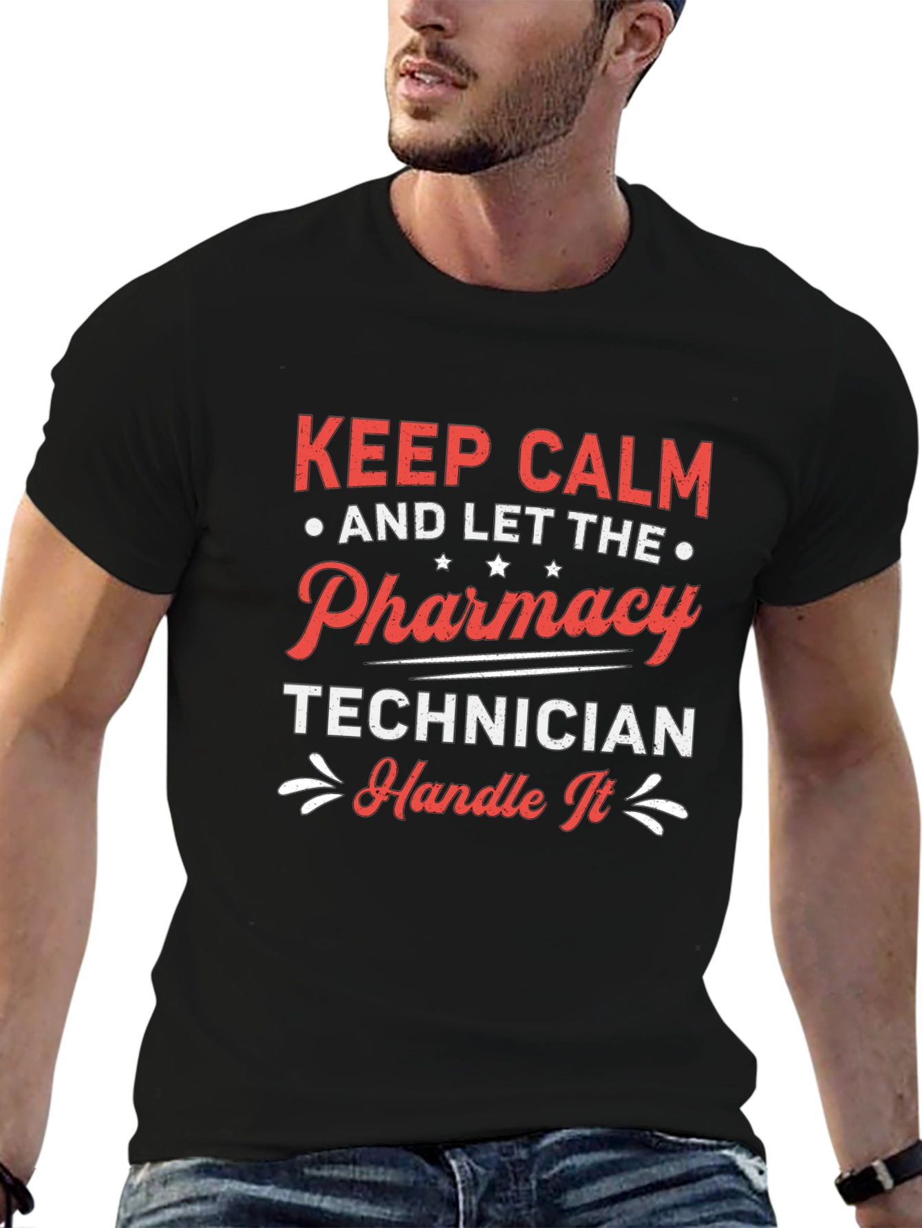 Keep Calm Pharmacy Technician Black T-Shirt