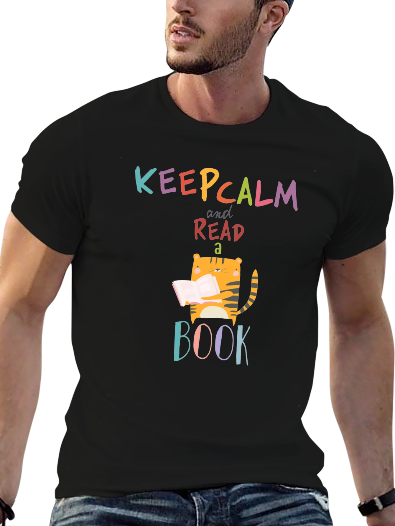 Keep Calm and Read a Book Tiger Graphic T-Shirt