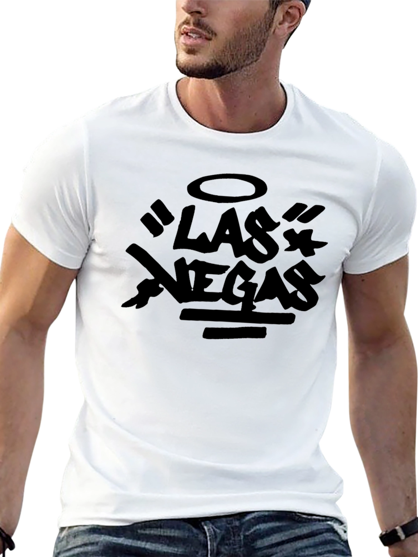 Las Vegas Graphic Print Crew Neck T-Shirt