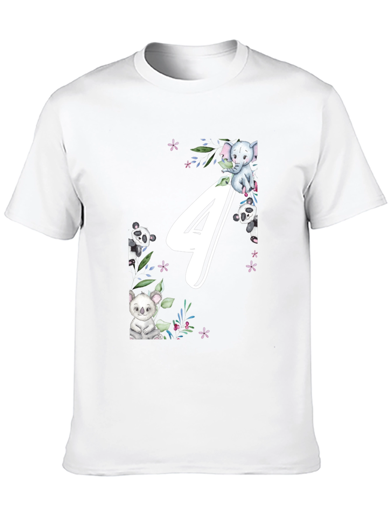 Cute Animals 4th Birthday Black T-Shirt