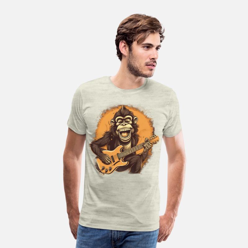 Monkey Chimpanzee Playing Acousitc Rock Guitar