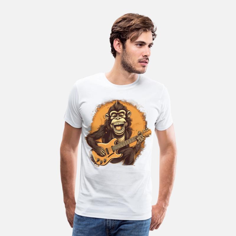 Monkey Chimpanzee Playing Acousitc Rock Guitar