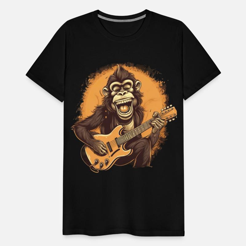Monkey Chimpanzee Playing Acousitc Rock Guitar