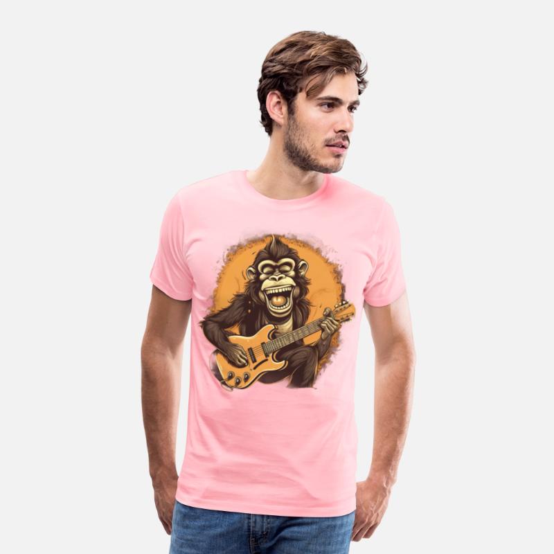 Monkey Chimpanzee Playing Acousitc Rock Guitar