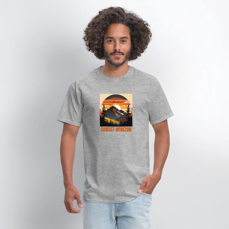 Mountain Illustration T-shirt sunset horizon