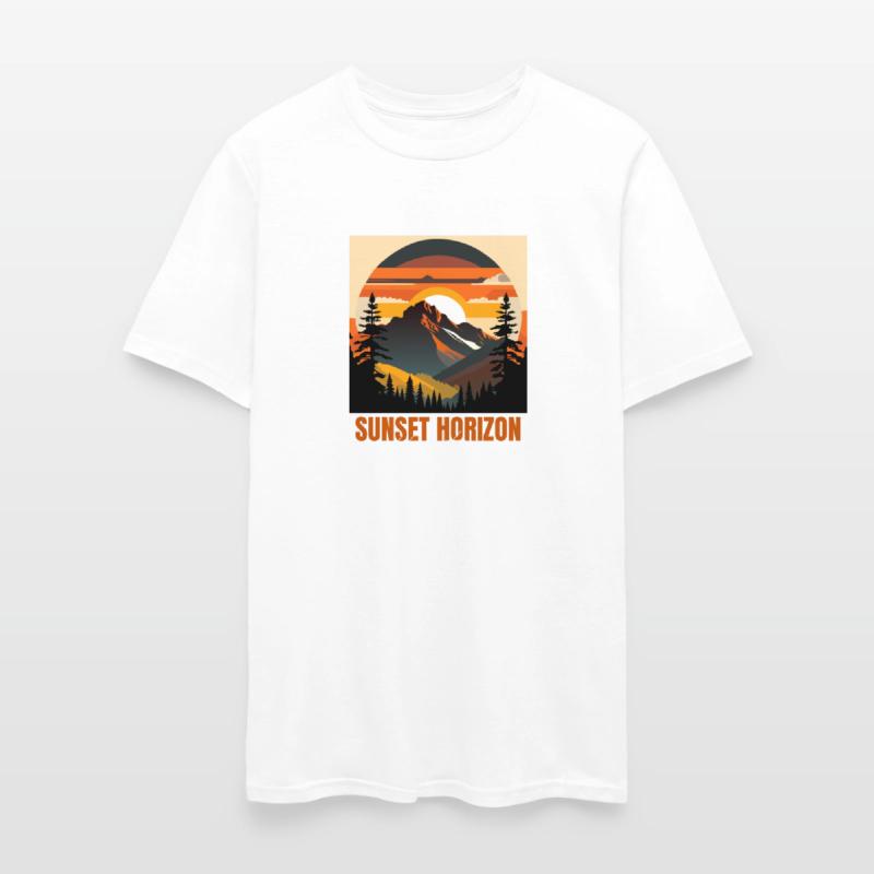 Mountain Illustration T-shirt sunset horizon