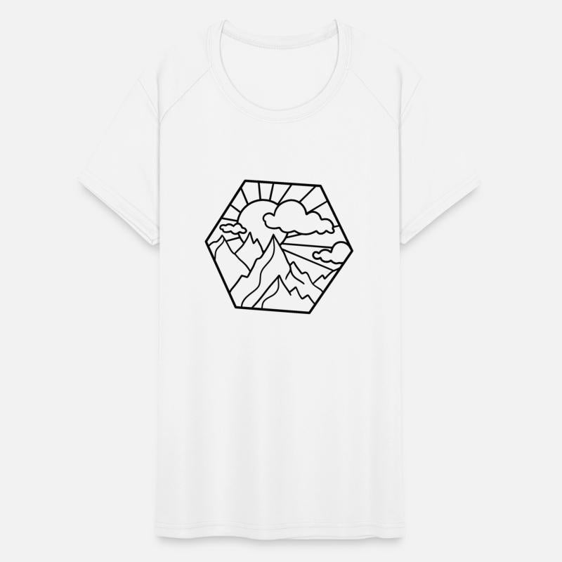 Mountain scene with sun and cloud