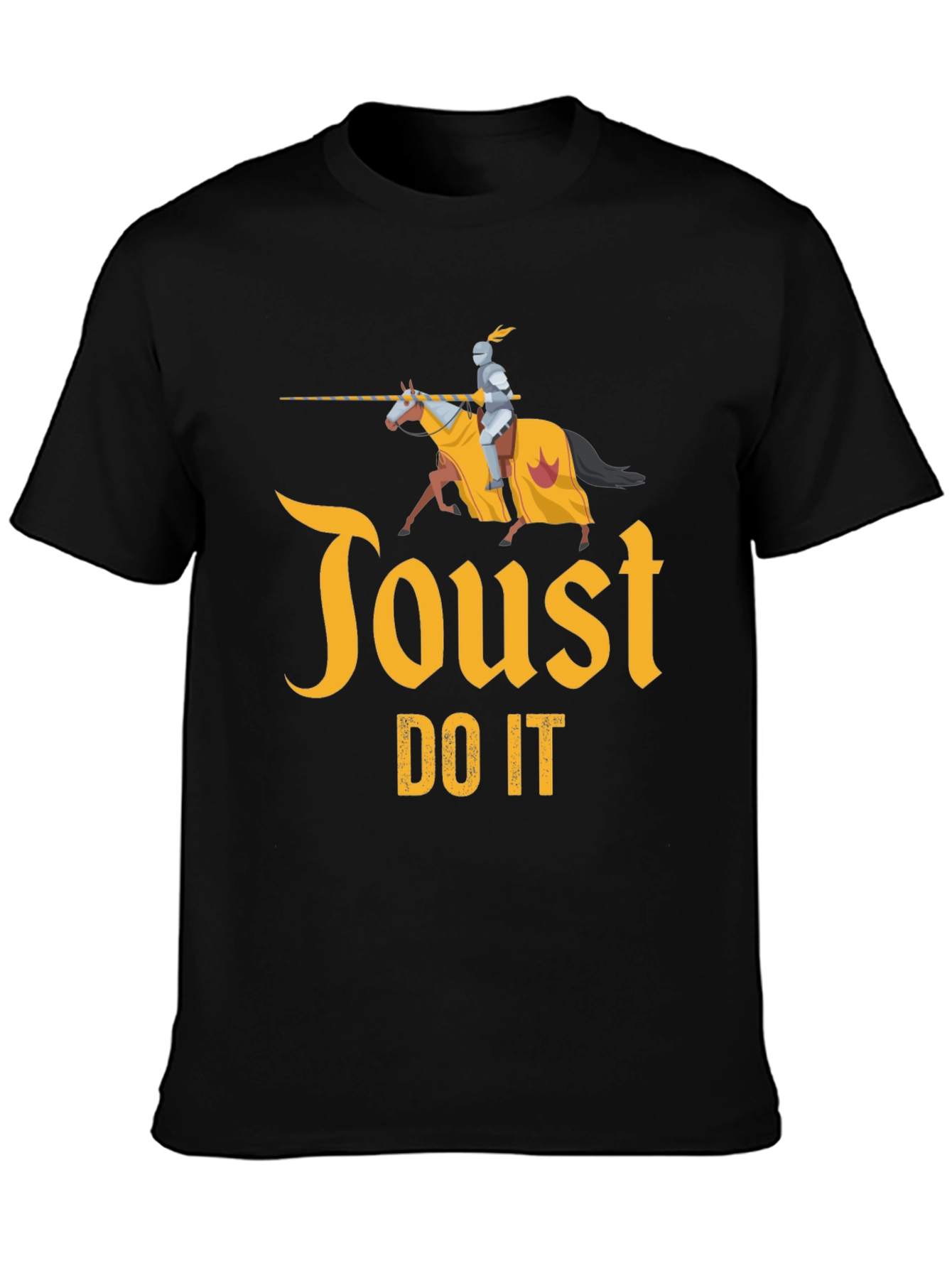 Toust Do It Black T-Shirt Medieval Knight Jousting